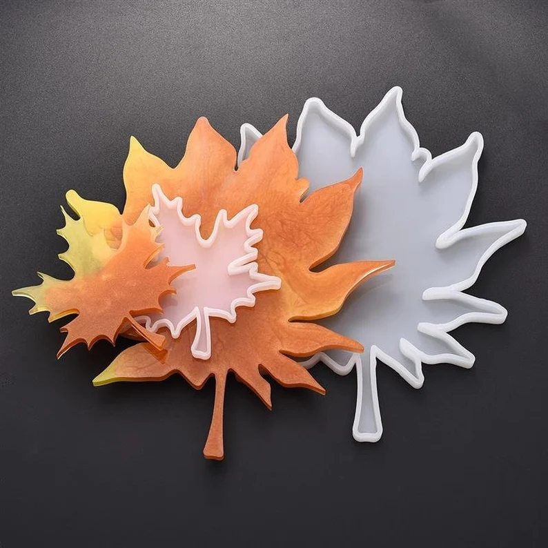 Mirror Maple Leaf Silicon Coaster Molds Epoxy Resin Silicone Molds