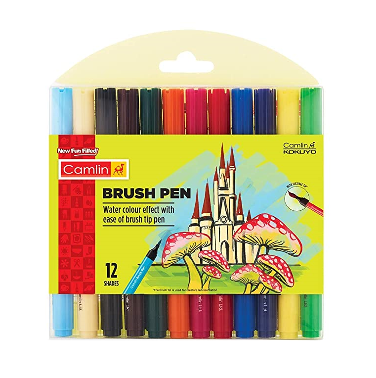 CAMLIN 24 SHADES SKETCH PENS WITH FREE STENCIL - ASSORTED ( PACK OF 2 )