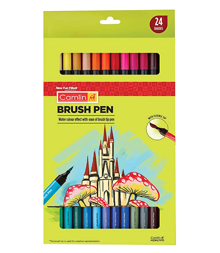 CAMLIN 24 SHADES SKETCH PENS WITH FREE STENCIL - ASSORTED ( PACK OF 2 )