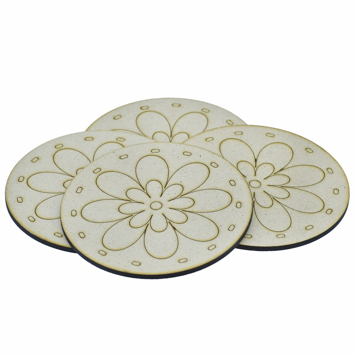 Tea coaster MDF Round Design (set of 4)